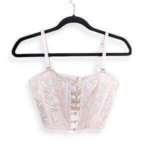 Victorias Secret off white floral iridescent fairy dreamy corset top W's L NWT